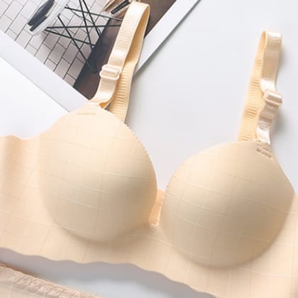 Breathable, Quick Dry Thick Padded Bra-32B / Yellow Check