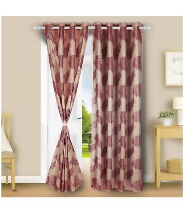 E-Retailer Set of 2 Long Door Eyelet Curtains Floral Pink