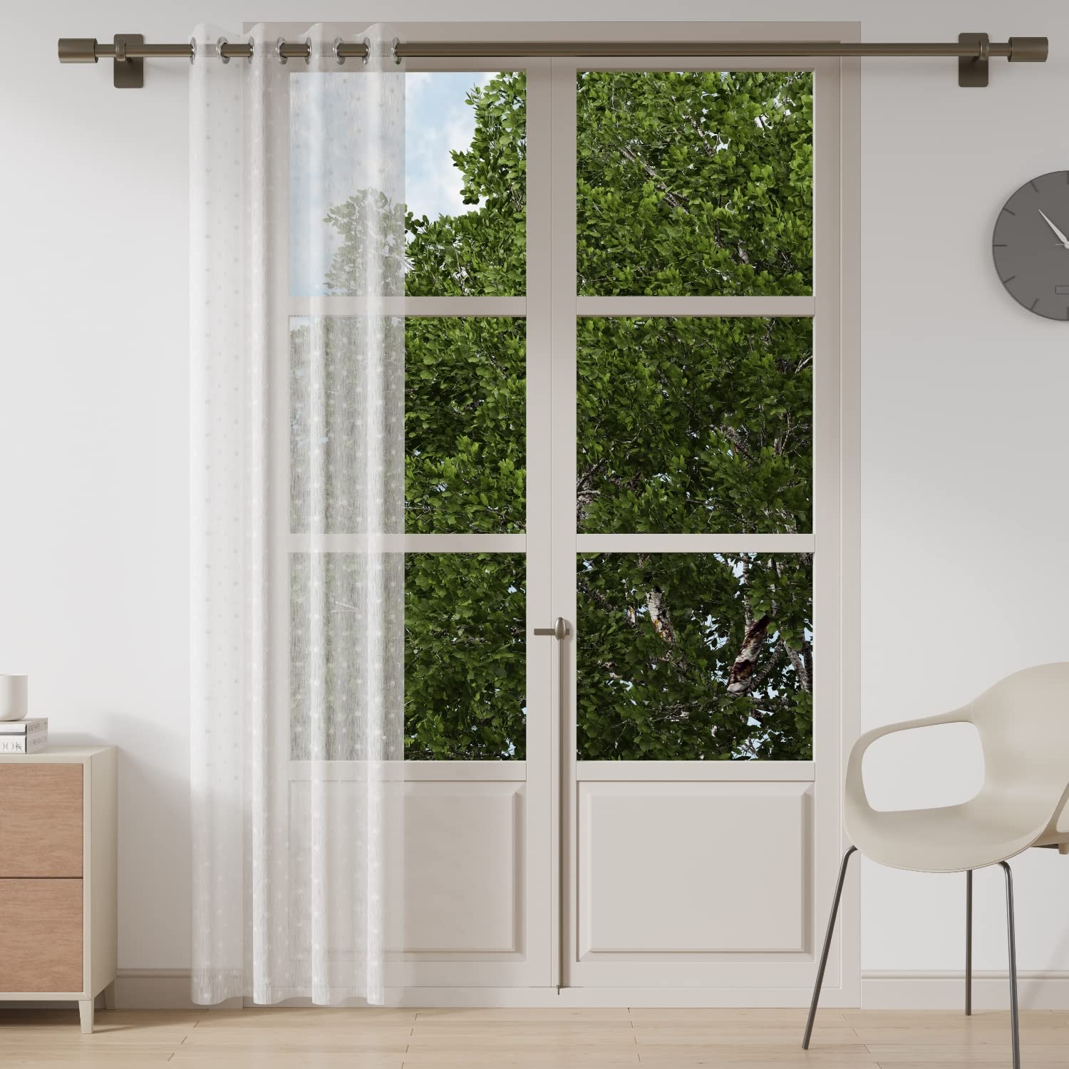 DDECOR - 100% PolyesterSmall Motifs PatternDoor 7 Ft|135 CM X 225 CM| - White