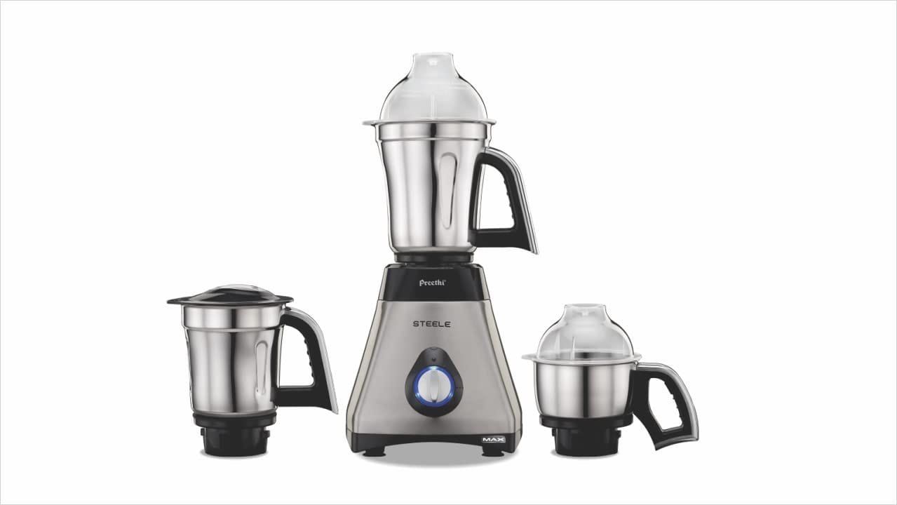 Preethi Steele Max Mixer Grinder for Kitchen| VEGA W5 750 Watt Mixie, 3 Jars | 2yr Prodct Warranty & Lifelong Free Service,Silver/Black (MG-212) Preethi Steele Max Mixer Grinder for Kitchen| VEGA W5 750 Watt Mixie, 3 Jars | 2yr Prodct Warranty & Lifelong