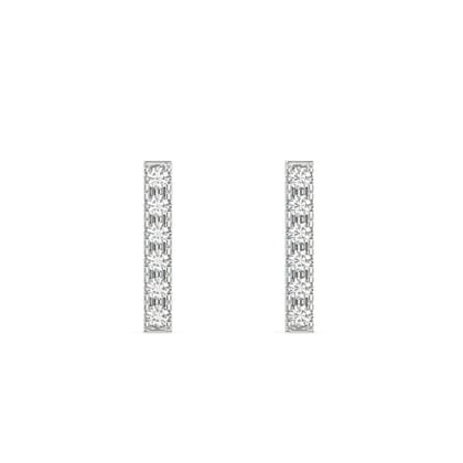 Minimal zirconia Bar earring stud  - Pair-Rhodium plated