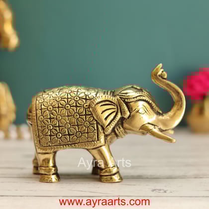 Elegant Brass Elephant Figurine for Decor - 3.8 inch Height Elegant Brass Elephant Figurine for Decor - 3.8 inch Height