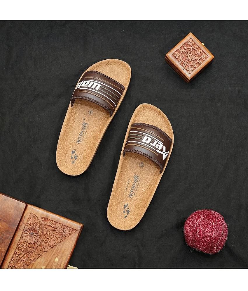 Aerowalk Brown Men's Slide Flip Flop