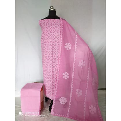 Applique Surreal Cotton Pink Suit Organdy Dupatta