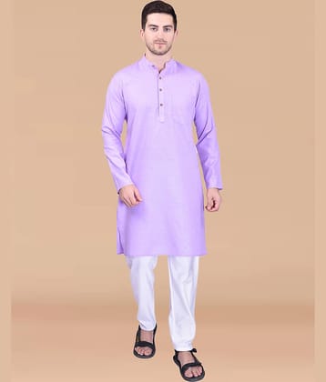 PRINTCULTR Purple Cotton Regular Fit Men's Kurta Pyjama Set ( Pack of 1 )