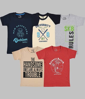 CATCUB Pack of 2 Boys Cotton Blend T-Shirt ( Multicolor )