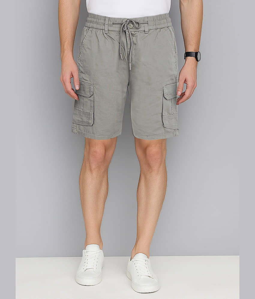 plounge Light Grey Cotton Blend Men's Shorts ( Pack of 1 )