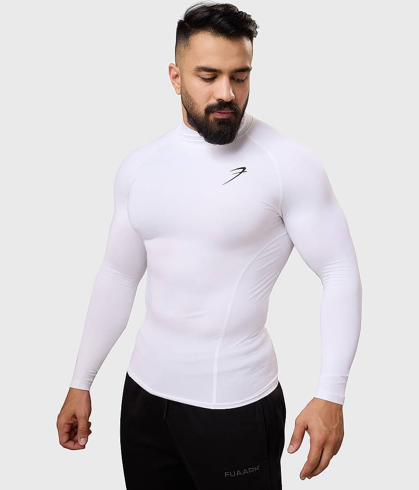 Fuaark White Polyester Slim Fit Men's Compression T-Shirt ( Pack of 1 )