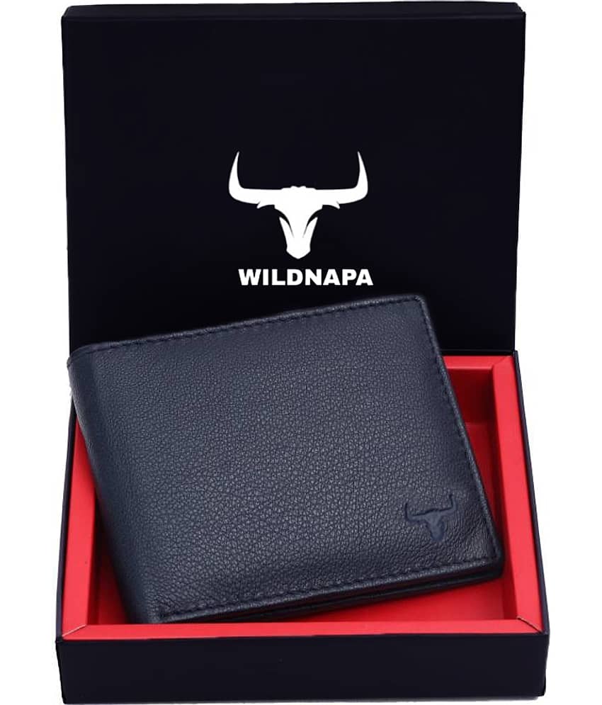 WILDNAPA 100% Leather Solid Men's Regular Wallet With 8 Slots For Card ( Blue , Pack of 1 )
