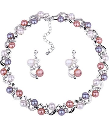 YouBella Jewellery Sets for Women Crystal Pearl Necklace Jewellery Set with Earrings for Girls/Women