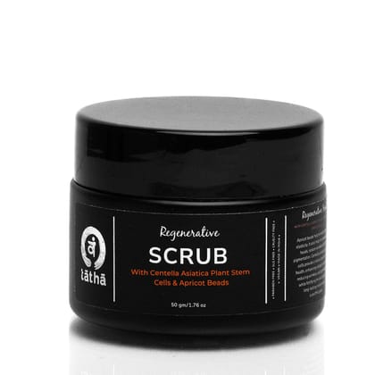 Tatha Regenerative Face Scrub With Centella Asiatica Plant Stem Cells & Apricot Beads | For Deep Exfoliation & Hydration, Tan Removal, Instant Brightening, Anti-Aging | Suitable for All Skin Types | For Men and Women | 50g