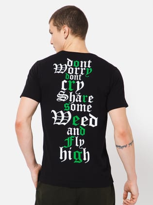 Punk SHARING Black Weed Printed T shirt-L / Black / SHARING