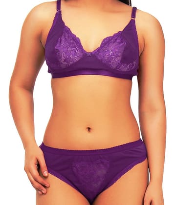 TCG Purple Cotton Lycra Bra & Panty Set