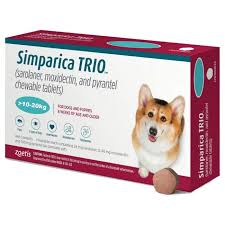 SIMPARICA TRIO 10-20 KG All-in-One Flea, Tick, Heartworm & Intestinal Worm Protection for Medium Dogs