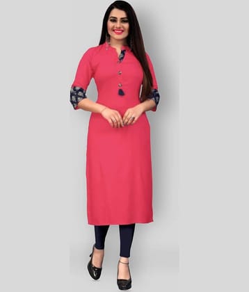 Hetsa - Pink Rayon Women's Straight Kurti ( Pack of 1 )