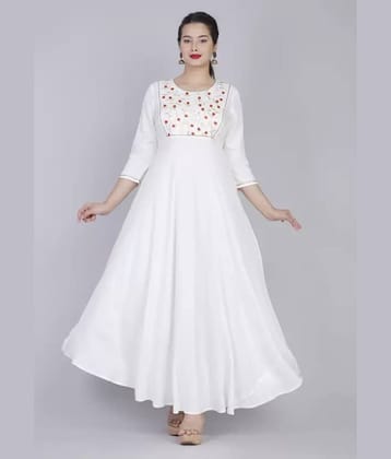 MEHAZ FASHION Women Polyester Embroidered A-line Dress ( White )