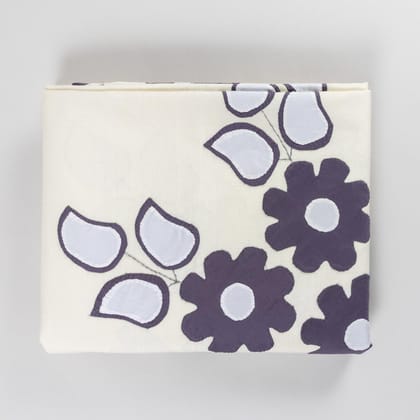 Applique Bed Cover Cream Black Grey - 90x108-90 Inches x 108 Inches / 100% Cotton