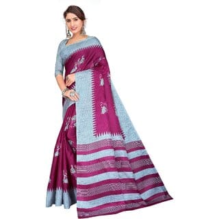SVB Sarees Womens Purple Colour Khadi Printed Saree