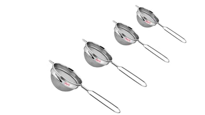 RK Sayti Stainless Steel Round Strainer Set, 304 Grade Double Mesh, Premium Polish, 4 Sizes (S/M/L/XL)