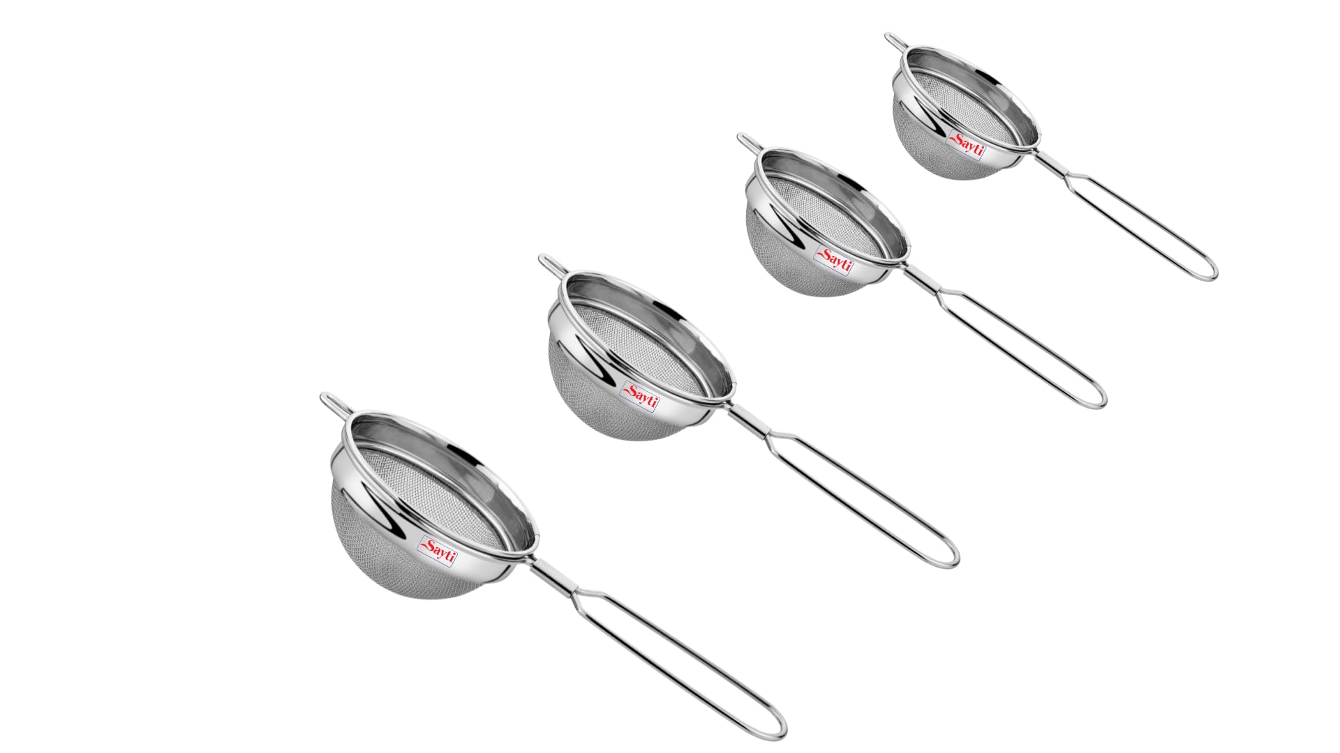 RK Sayti Stainless Steel Round Strainer Set, 304 Grade Double Mesh, Premium Polish, 4 Sizes (S/M/L/XL)