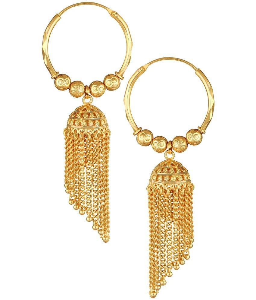 VIVASTRI Golden Jhumki Earrings ( Pack of 1 ) - Golden