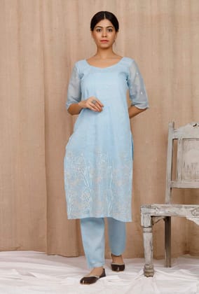 Light Blue Organdy Kurta-S