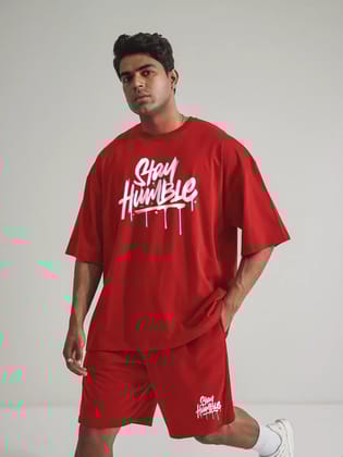 Stay Humble Cotton Mens T Shirt and Shorts Combo Set-S