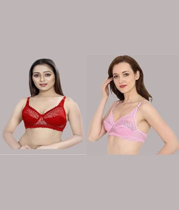 Kiran Enterprises Pack of 2 Net Non Padded Women's Minimizer Bra ( Multicolor )