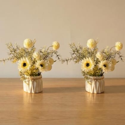 Artificial Lavender Plant in White Pot, 18cm – Realistic Faux Flower Arrangement for Home & Office Décor (Set of 3