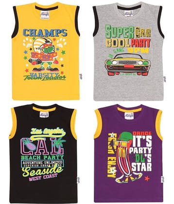 Dongli Pack of 4 Boys Cotton T-Shirt & Shorts Set ( Multi )