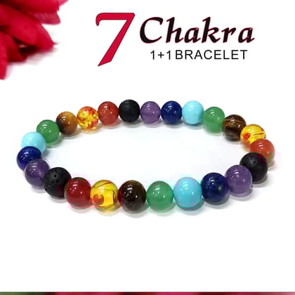 Certified 7 Chakra 8mm Natural Stone Bracelet - Design 3