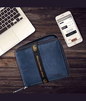Laurels Faux Leather Blue Fashion Regular Wallet