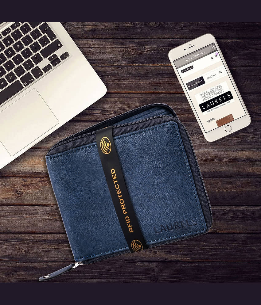 Laurels Faux Leather Blue Fashion Regular Wallet
