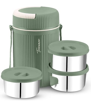 Trueware Grub 3 Plastic & Stainless Steel Insulated Lunch Box 3 - Container ( Pack of 1 )
