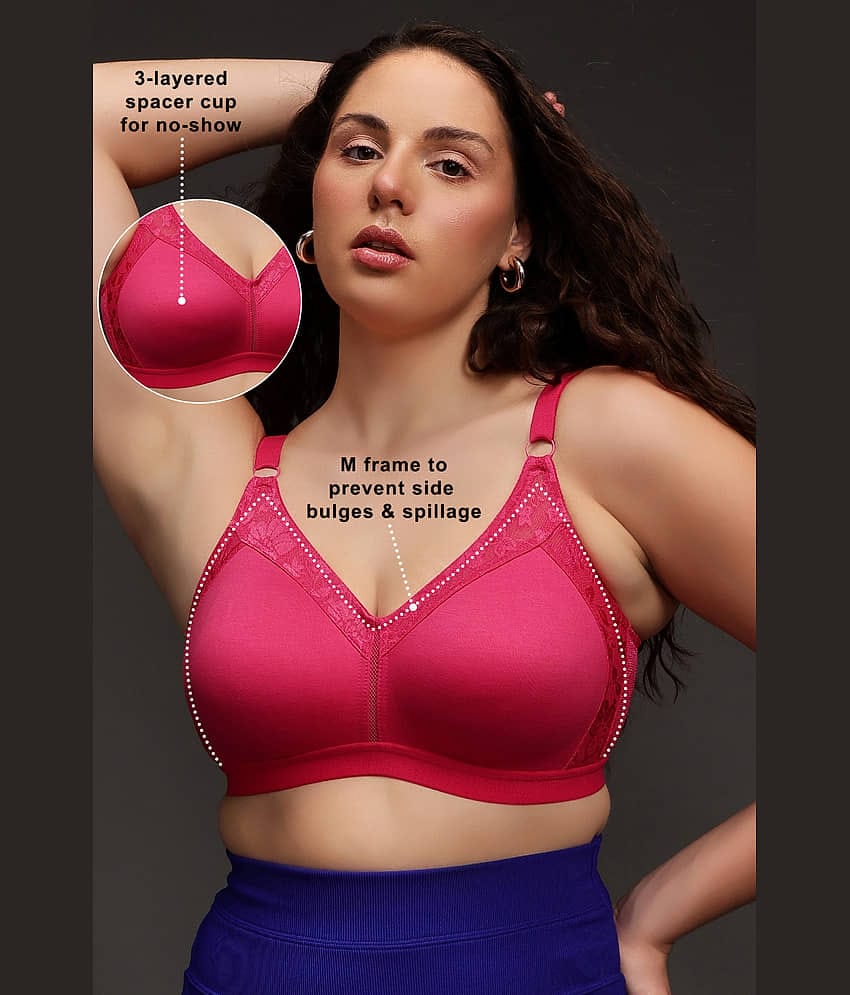 Clovia Pack of 1 Cotton Non Padded Everyday Bra For Women ( Pink )