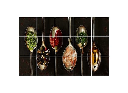 DreamKraft Vinyl Spices with Scope Kitchen Sticker 73 cm X 47 cm, Multicolor