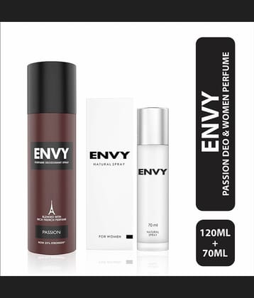 Envy Passion Deo 120ml & Natural Perfume Spray for Women 70ml (Pack of 2)
