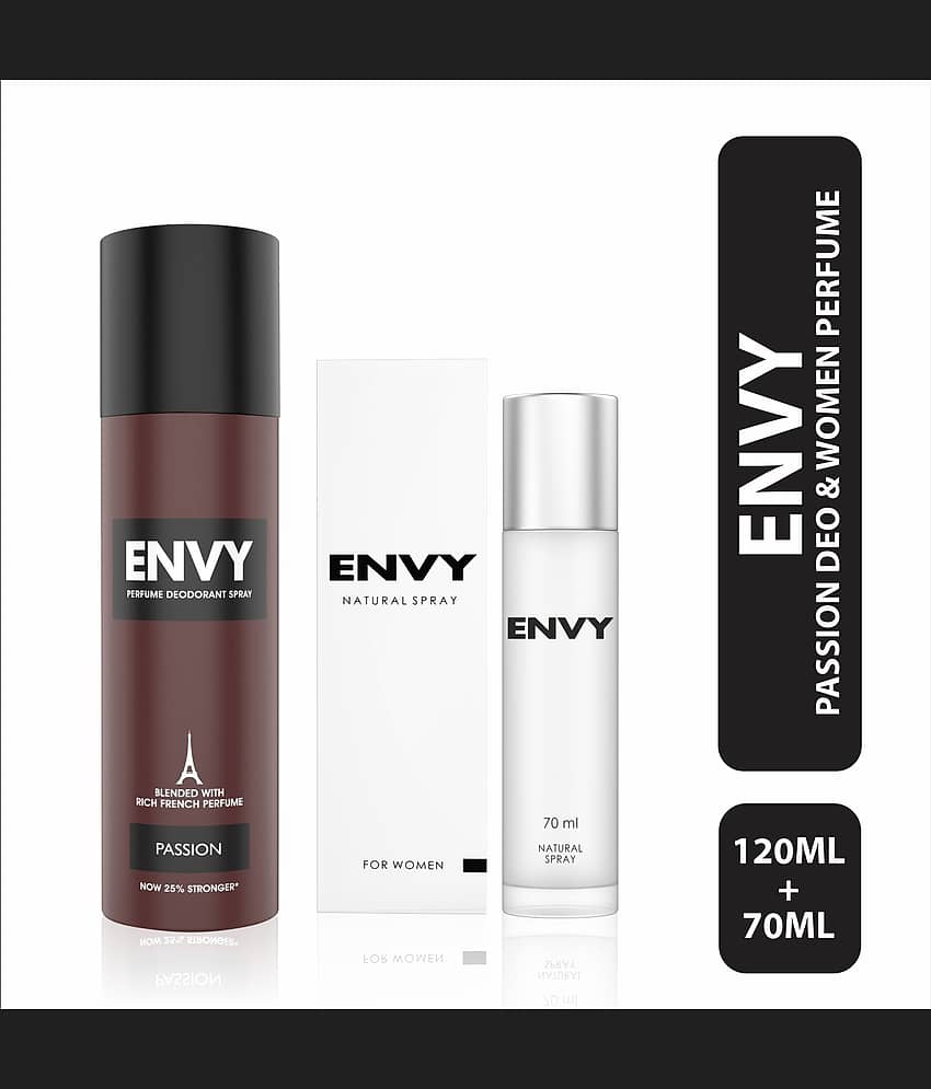 Envy Passion Deo 120ml & Natural Perfume Spray for Women 70ml (Pack of 2)