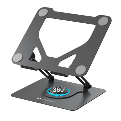 Portronics My Buddy K11 Metal Laptop Stand with 360 Degree Rotation (Black)
