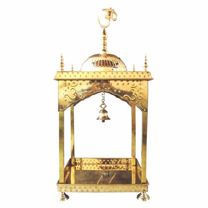 Brass Temple with Round Dome � Traditional Mandir Showpiece, Height : 28 Inch (FMAS311 A)
