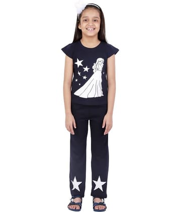 Kids Cave Pack of 2 Girls 100% Cotton T-shirt With Pants ( Blue )