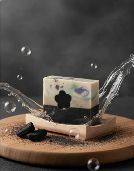 Rose charcoal soap 115g.