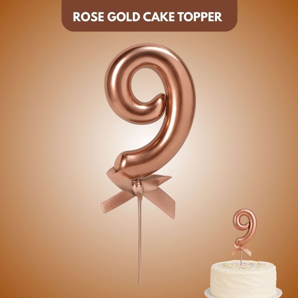 Numerical 9 Cake Topper Rose Gold-1PC - Party and Festive Needs | Buy online on ZillyBuy