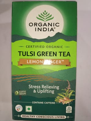 Organic India Tulsi green tea Lemon ginger Stress relieving & uplifting 25teabags x1.8g 
