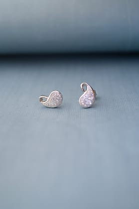 Pretty Paisley Rose Gold  Plated Sterling Silver Earrings-Silver