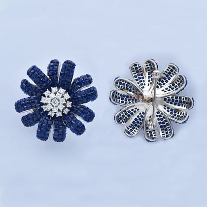 Vortex Saree Pin - Blue-Silver