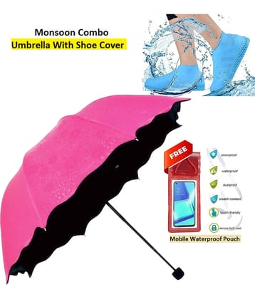 RAMDEV ENTERPRISE Pink 1 Fold Umbrella