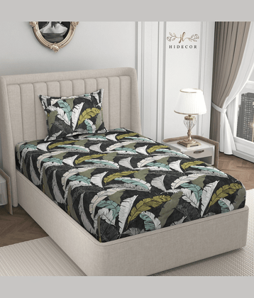 HIDECOR Microfiber 1 Single Bedsheet with 1 Pillow Cover ( Blue )