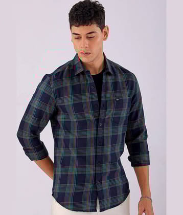 The Indian Garage Co Men Spread Collar Tartan Checked Cotton Slim Fit Casual Shirt
