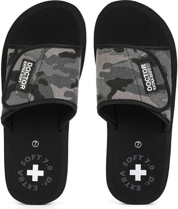 DOCTOR EXTRA SOFT - Brown Fabric Slide Flip flop